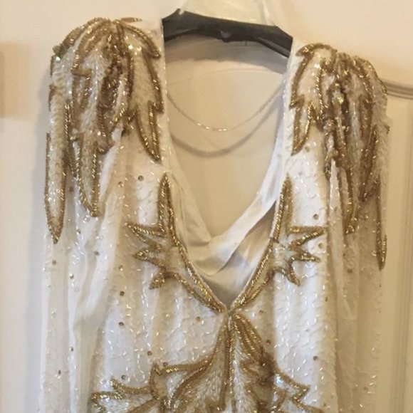 Off white Dress with gold and white Sequins - Picture 5 of 7